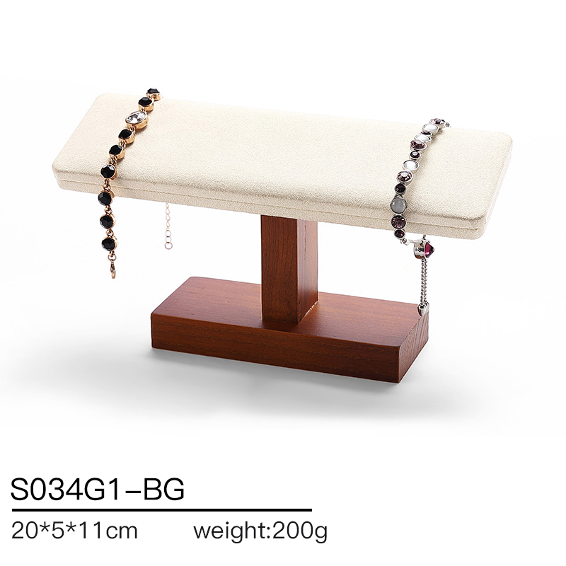 S034 Beige DIGU Handmade Microfiber Wood Jewelry Display Props