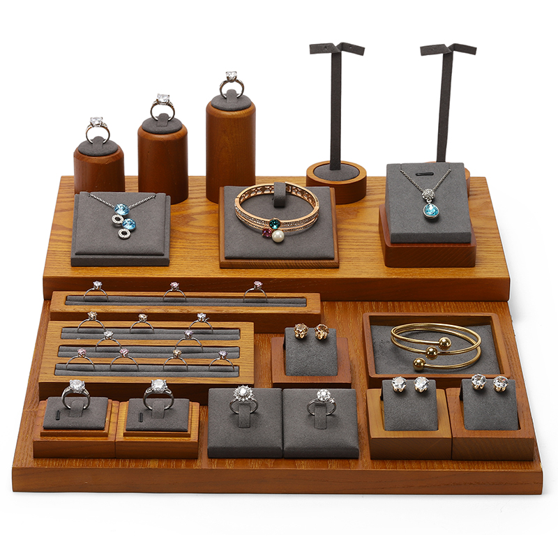 S034 Gray DIGU Handmade Microfiber Jewelry Display Stands