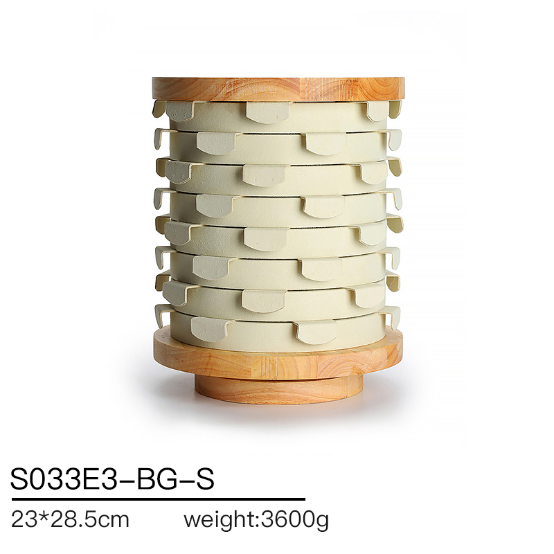 S033 DIGU Custom Handmade Microfiber Wood Jewelry Display Wooden Rack