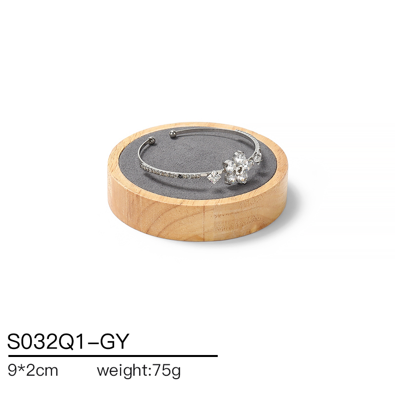 S032 Gray DIGU Handmade Microfiber Wood Jewelry Display Set for Necklace Rings