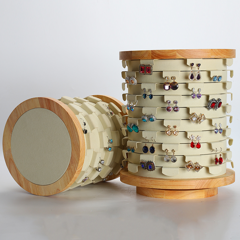S033 DIGU Custom Handmade Microfiber Wood Jewelry Display Wooden Rack