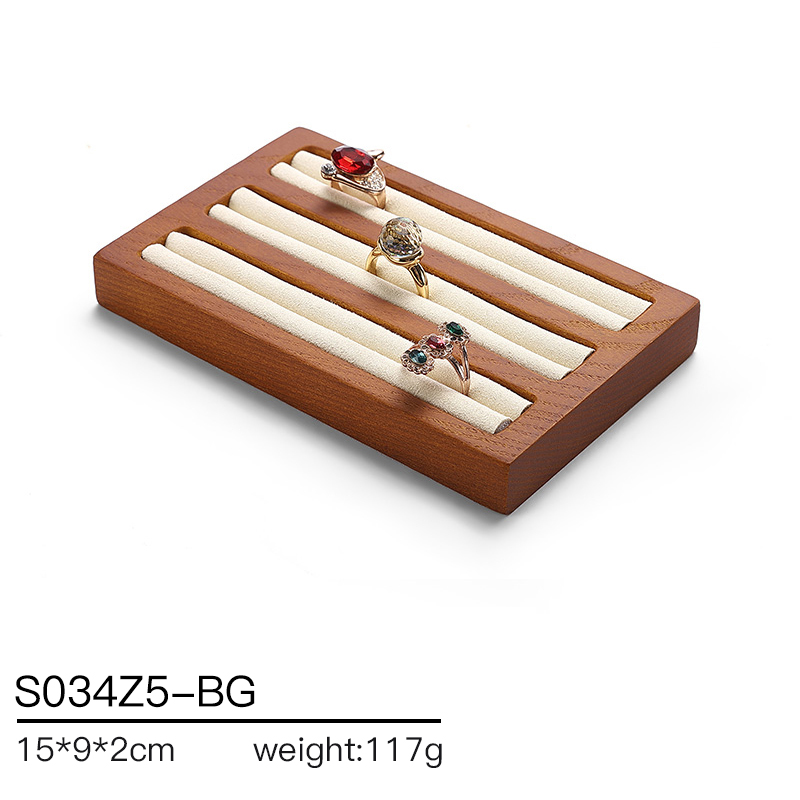 S034 Beige DIGU Handmade Microfiber Wood Jewelry Display Props
