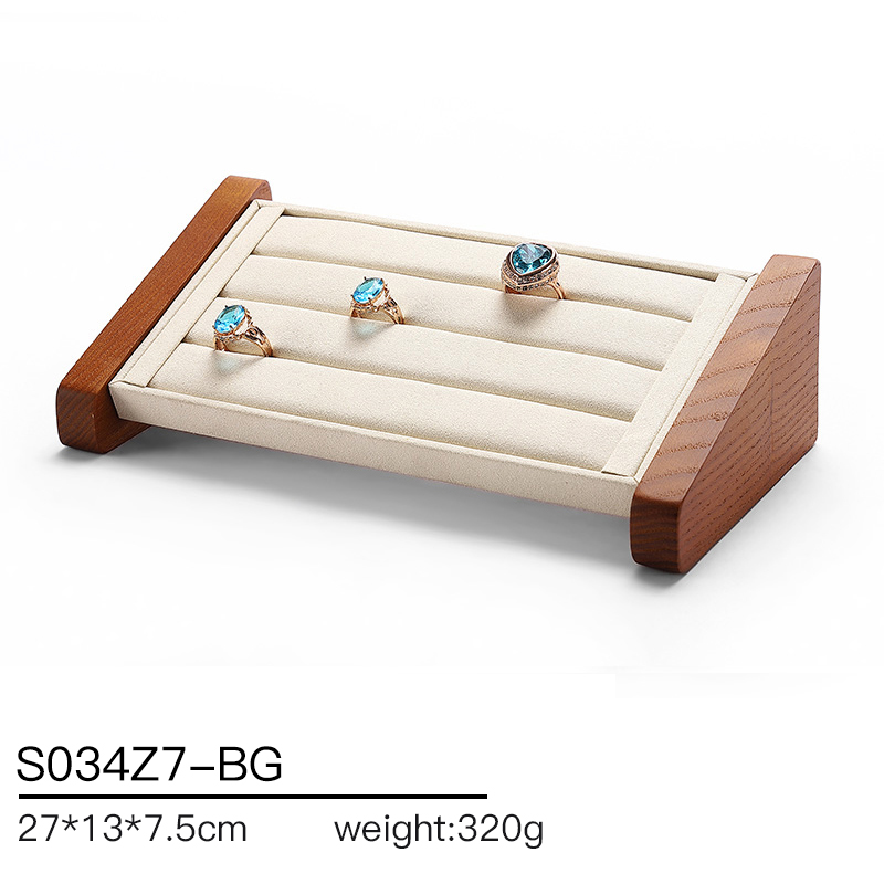 S034 Beige DIGU Handmade Microfiber Wood Jewelry Display Props