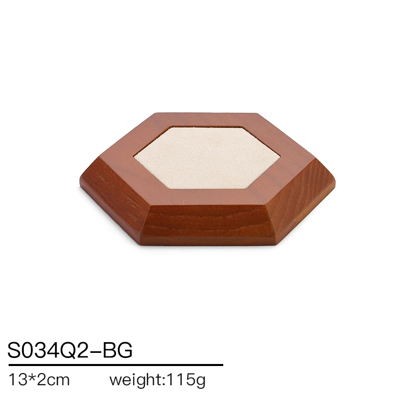 S034 Beige DIGU Handmade Microfiber Wood Jewelry Display Props