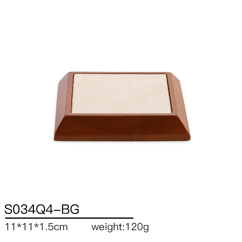 S034 Beige DIGU Handmade Microfiber Wood Jewelry Display Props