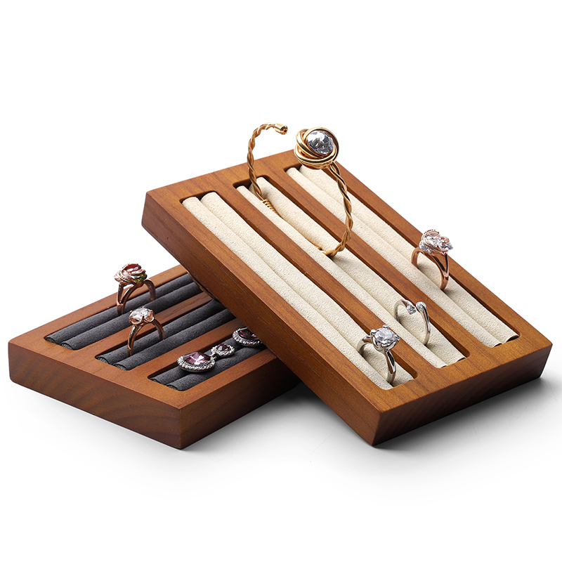 S034 Beige DIGU Handmade Microfiber Wood Jewelry Display Props