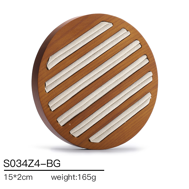 S034 Beige DIGU Handmade Microfiber Wood Jewelry Display Props