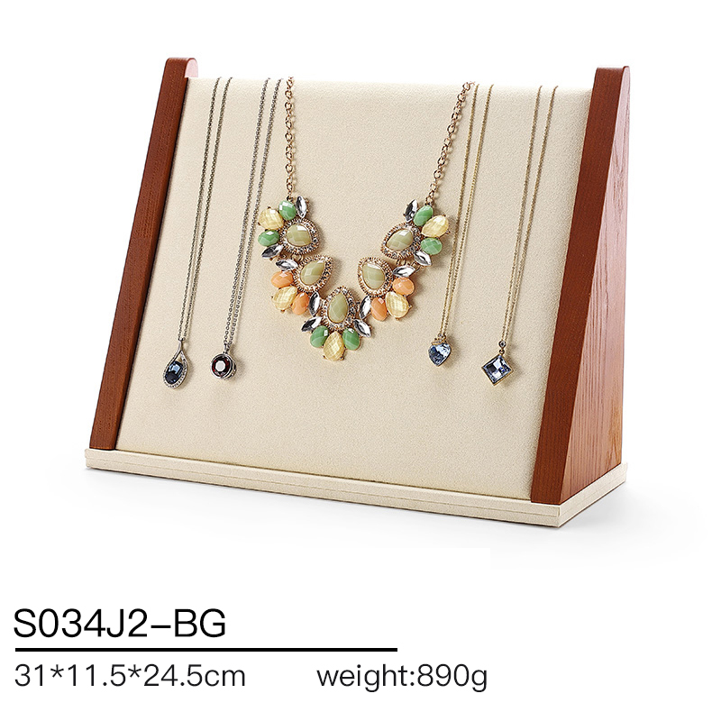 S034 Beige DIGU Handmade Microfiber Wood Jewelry Display Props