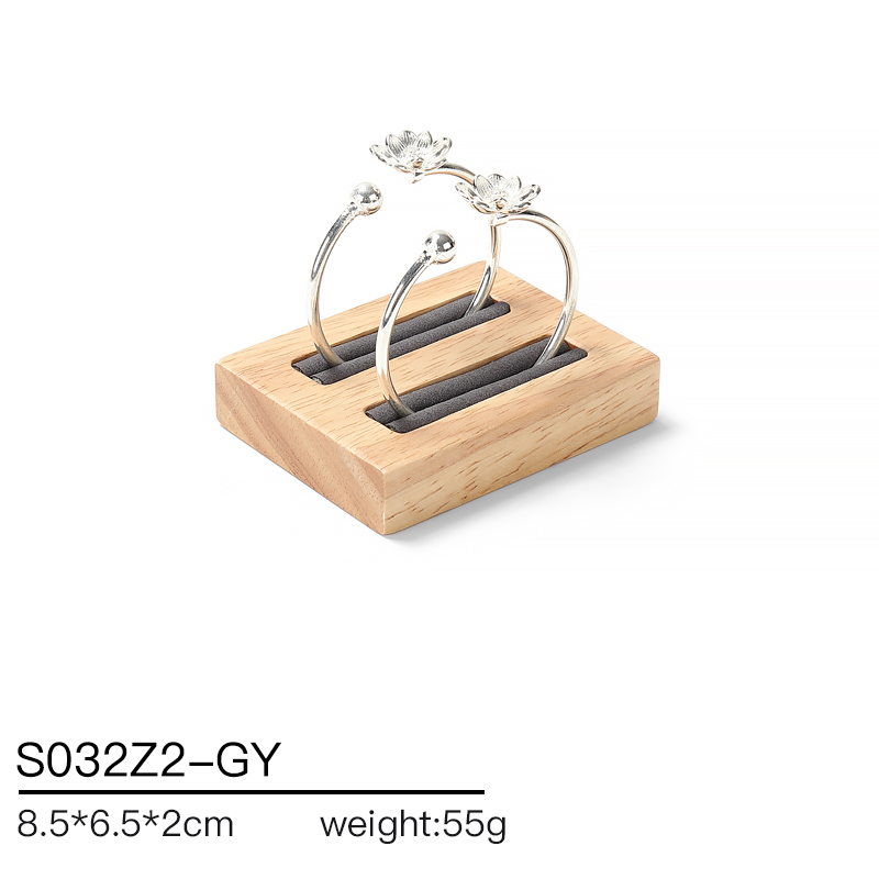 S032 Gray DIGU Handmade Microfiber Wood Jewelry Display Set for Necklace Rings