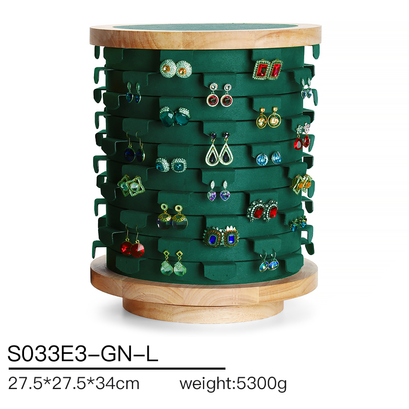 S033 DIGU Custom Handmade Microfiber Wood Jewelry Display Wooden Rack