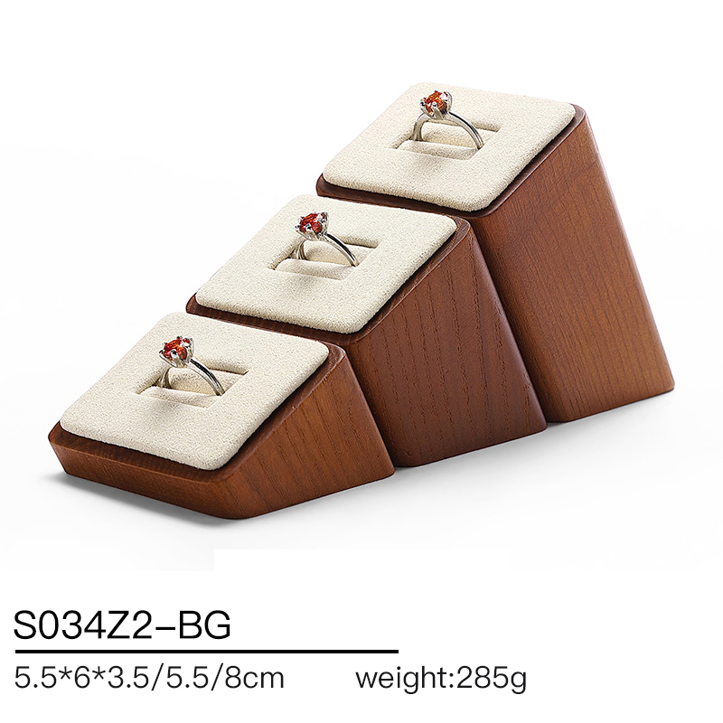 S034 Beige DIGU Handmade Microfiber Wood Jewelry Display Props