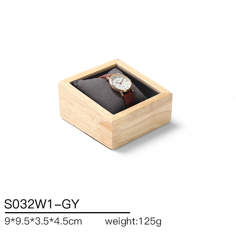 S032 Gray DIGU Handmade Microfiber Wood Jewelry Display Set for Necklace Rings