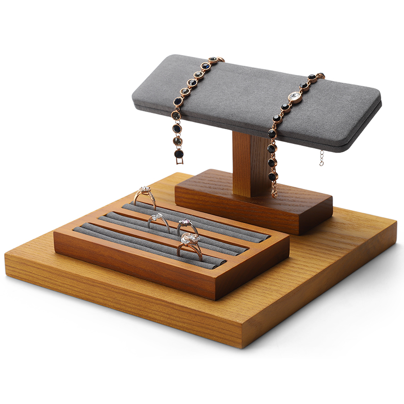 S034 Gray DIGU Handmade Microfiber Jewelry Display Stands