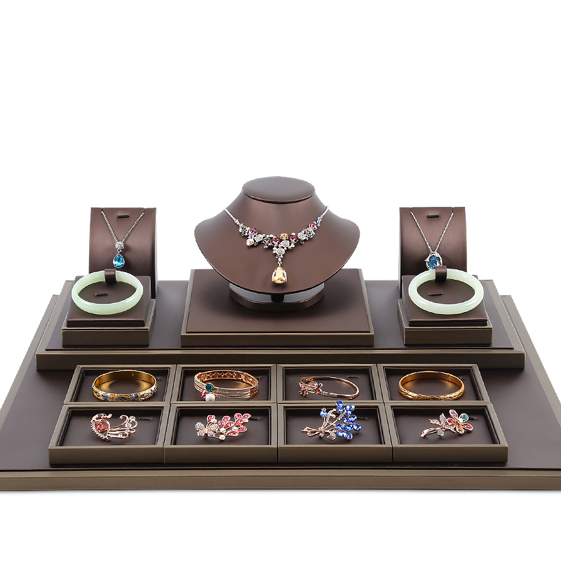 S035 Coffee DIGU Handmade Wholesale PU Leather Jewelry Display Stands