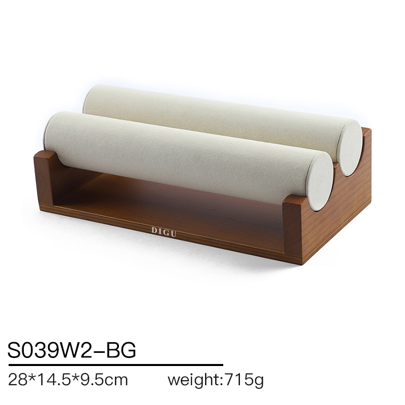 S039 DIGU Handmade PU Leather with Microfiber Wood Jewelry Displays Stand Watch Display Rack Holder
