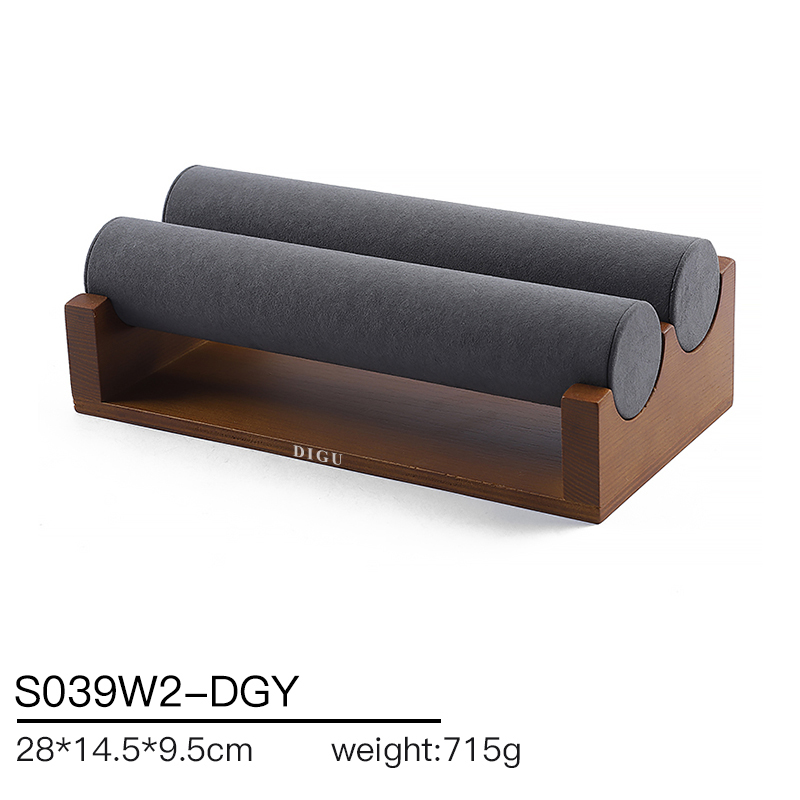 S039 DIGU Handmade PU Leather with Microfiber Wood Jewelry Displays Stand Watch Display Rack Holder