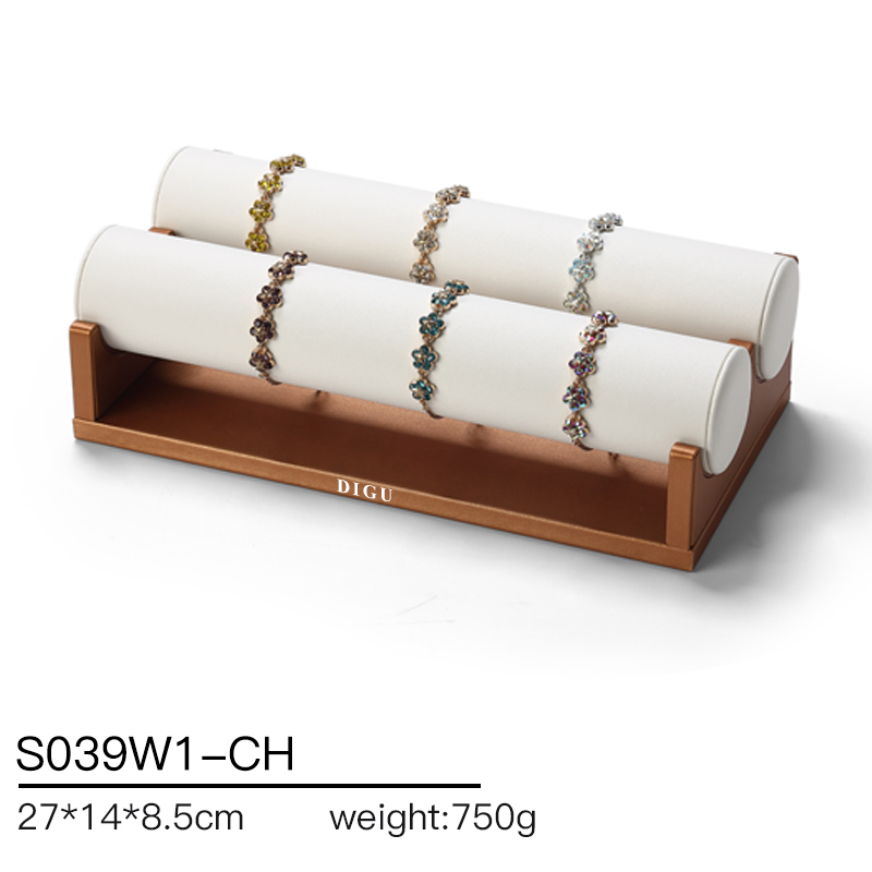 S039 DIGU Handmade PU Leather with Microfiber Wood Jewelry Displays Stand Watch Display Rack Holder