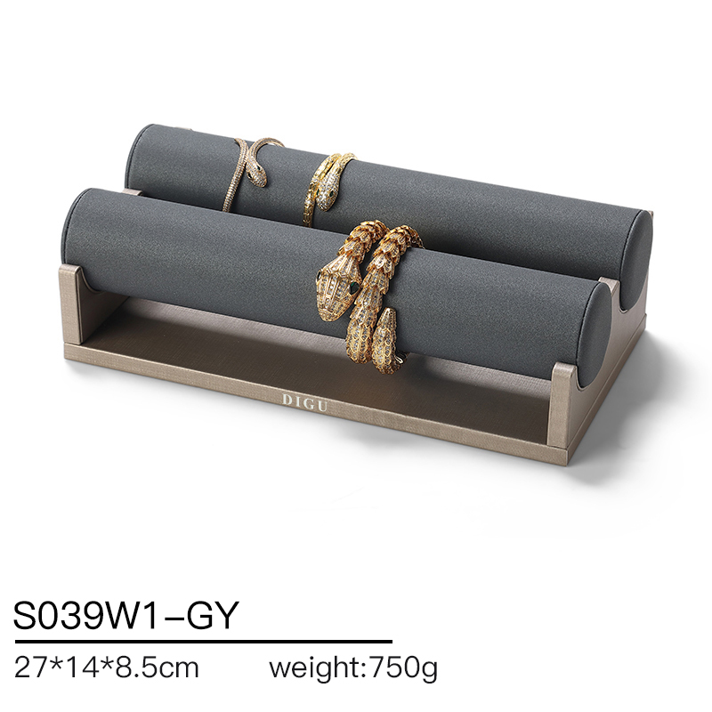 S039 DIGU Handmade PU Leather with Microfiber Wood Jewelry Displays Stand Watch Display Rack Holder