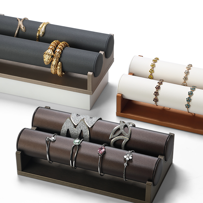 S039 DIGU Handmade PU Leather with Microfiber Wood Jewelry Displays Stand Watch Display Rack Holder
