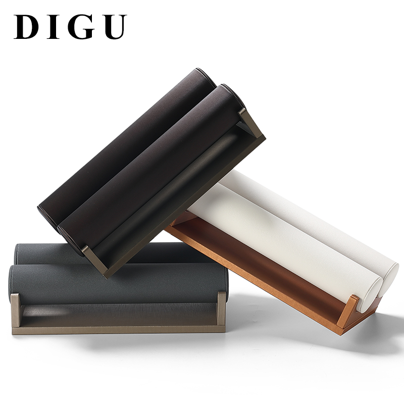 S039 DIGU Handmade PU Leather with Microfiber Wood Jewelry Displays Stand Watch Display Rack Holder