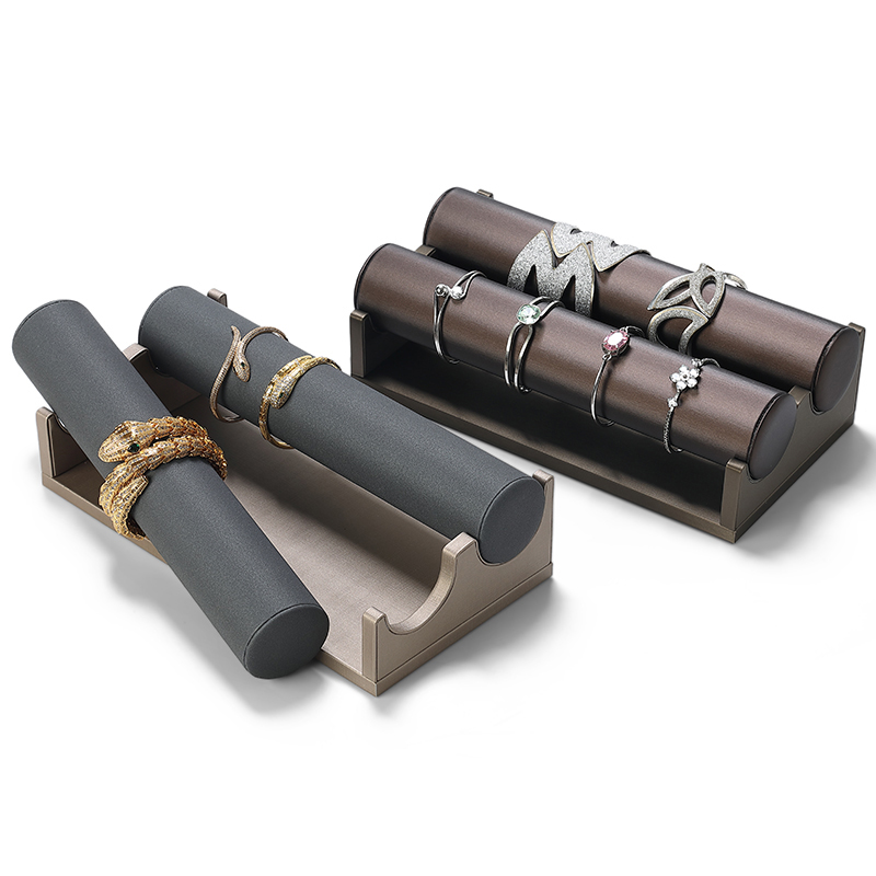 S039 DIGU Handmade PU Leather with Microfiber Wood Jewelry Displays Stand Watch Display Rack Holder