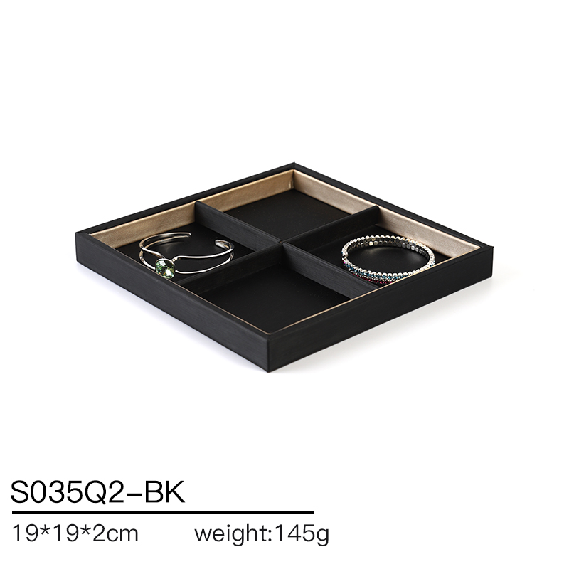 S035 Black DIGU Handmade WholesalePU Leather Earring Jewelry Display Set