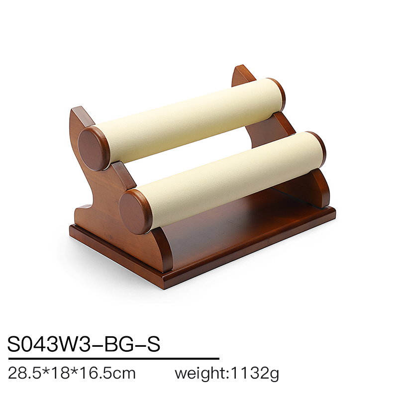 S043 DIGU Handmade Watch Bangle Bracelet Microfiber Wood Jewelry Display Stand