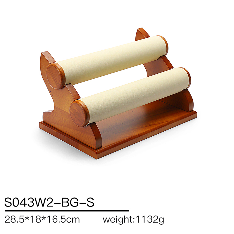 S043 DIGU Handmade Watch Bangle Bracelet Microfiber Wood Jewelry Display Stand
