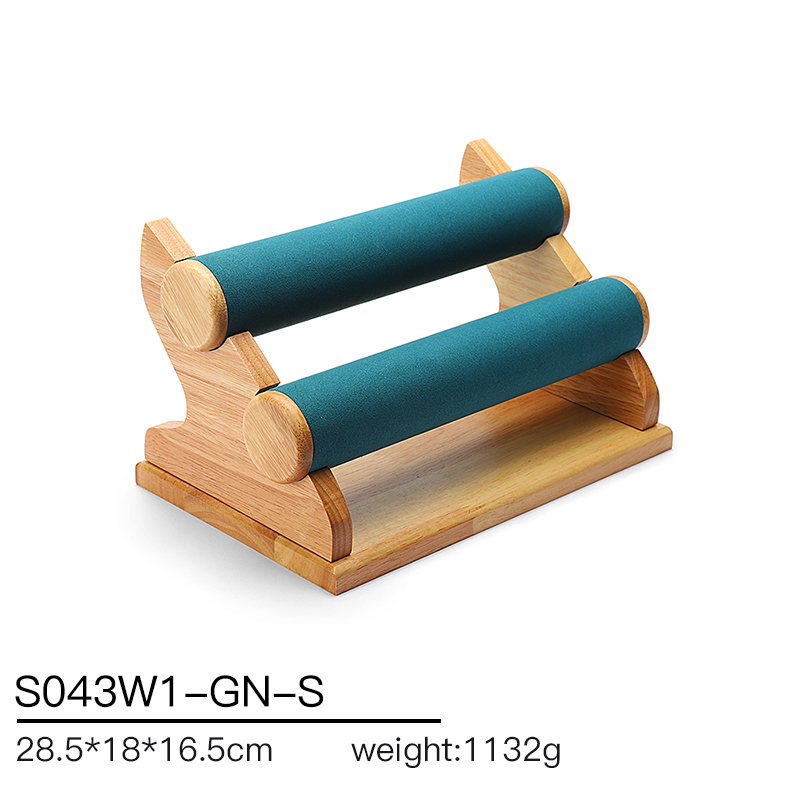 S043 DIGU Handmade Watch Bangle Bracelet Microfiber Wood Jewelry Display Stand