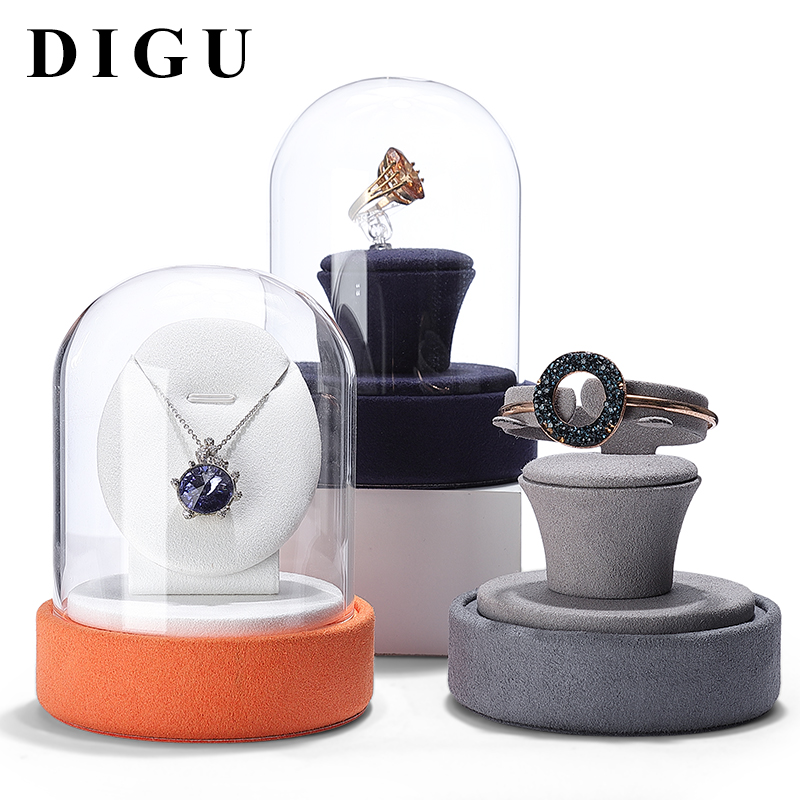 S042 DIGU Luxury Microfiber Ring Bangle Necklace Jewelry Display Stand Set