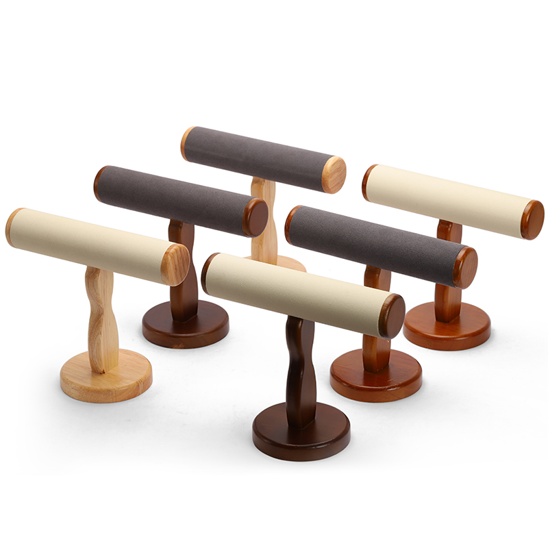 S044 DIGU Luxury Wood Microfiber Bracelet Watch Jewelry Storage Display Props