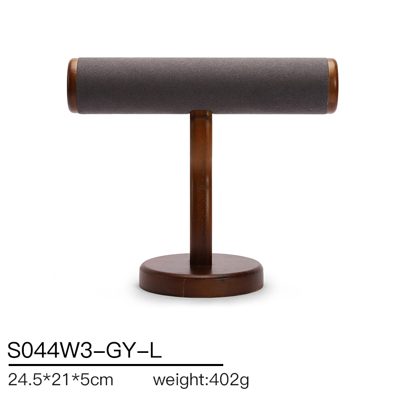 S044 DIGU Luxury Wood Microfiber Bracelet Watch Jewelry Storage Display Props