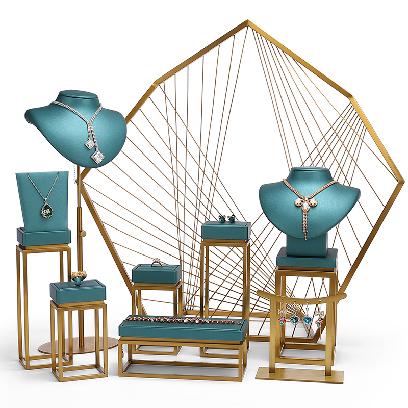 S048 GreenDIGU Fashion Metal with Leather Jewellery Display Stand Props