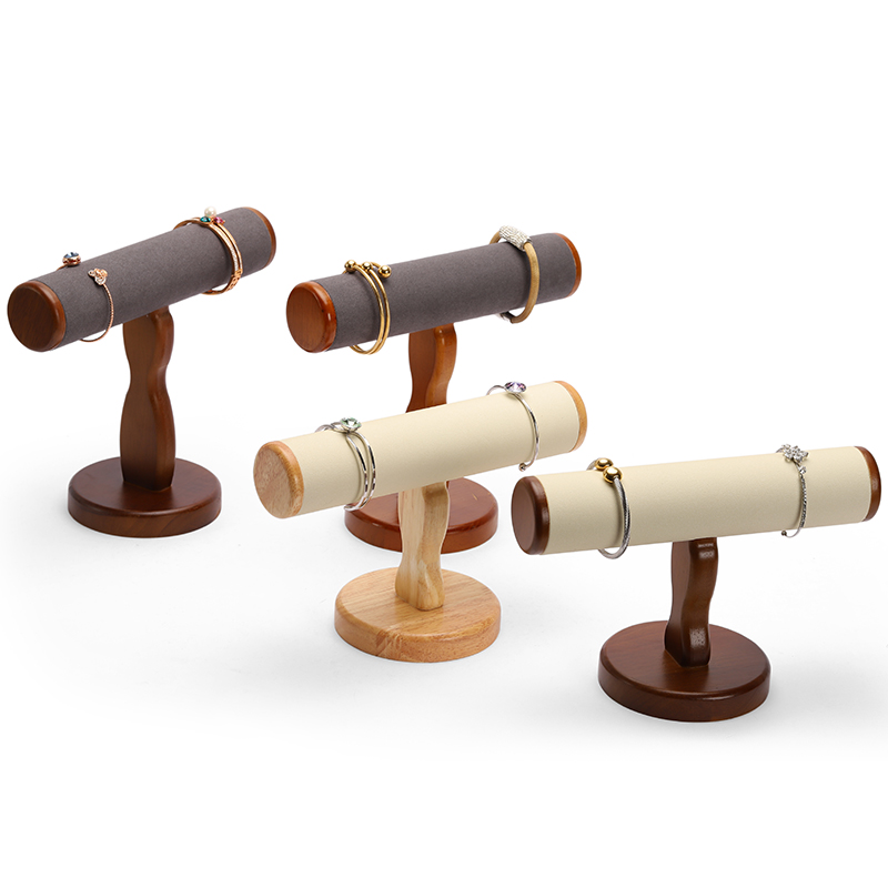 S044 DIGU Luxury Wood Microfiber Bracelet Watch Jewelry Storage Display Props