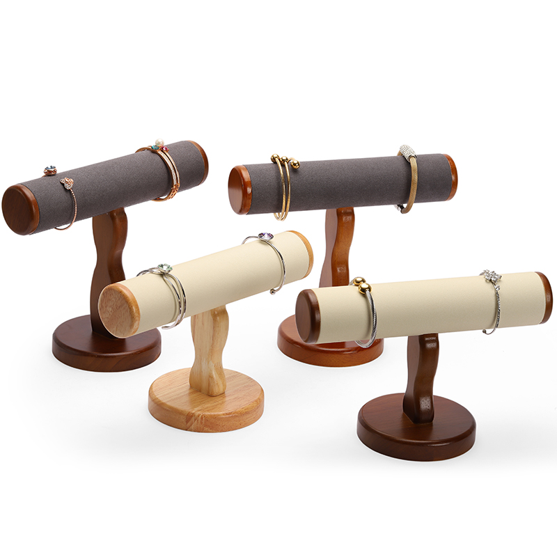 S044 DIGU Luxury Wood Microfiber Bracelet Watch Jewelry Storage Display Props