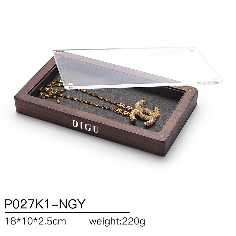 P027 DIGU Luxury wood with Microfiber Earring Jewelry Storage Display Tray