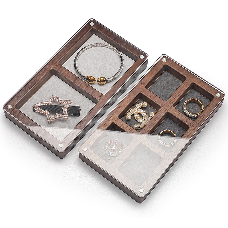 P027 DIGU Luxury wood with Microfiber Earring Jewelry Storage Display Tray