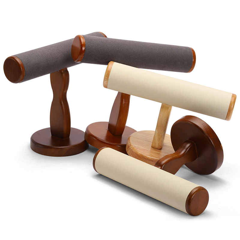 S044 DIGU Luxury Wood Microfiber Bracelet Watch Jewelry Storage Display Props