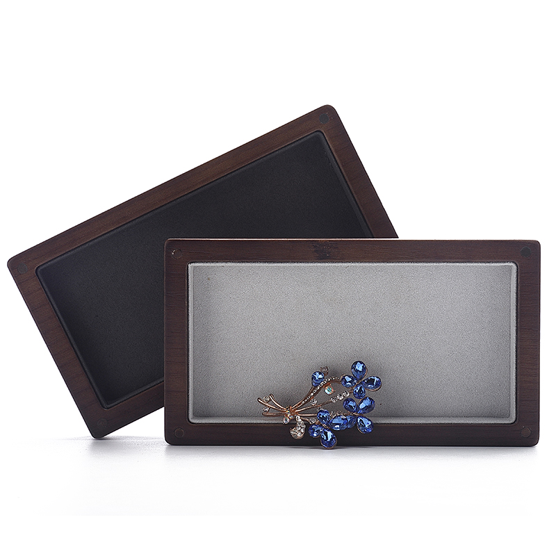 P027 DIGU Luxury wood with Microfiber Earring Jewelry Storage Display Tray