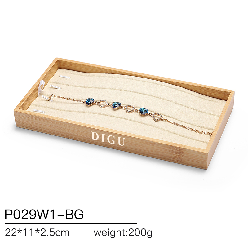 P029 DIGU High Quality wood with Microfiber Jewelry Storage Display Tray for Bangle Necklace Ring