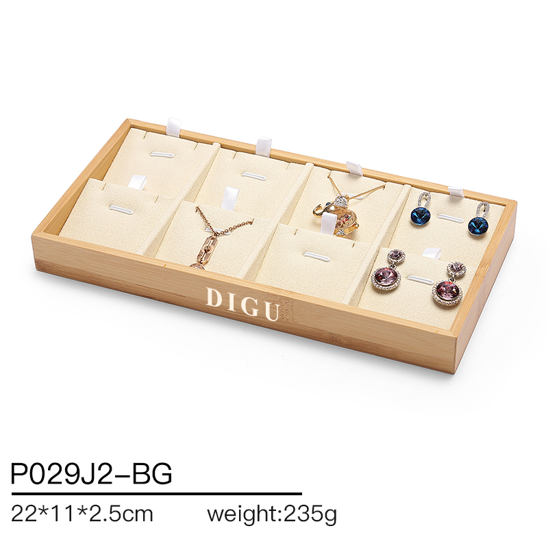 P029 DIGU High Quality wood with Microfiber Jewelry Storage Display Tray for Bangle Necklace Ring