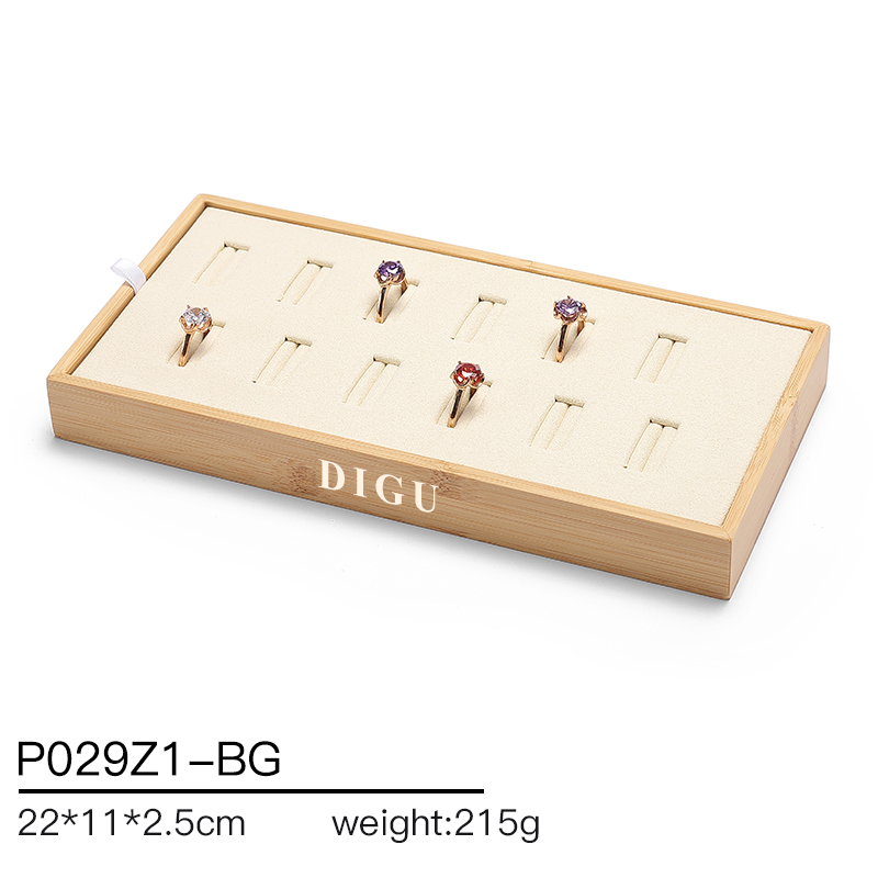 P029 DIGU High Quality wood with Microfiber Jewelry Storage Display Tray for Bangle Necklace Ring