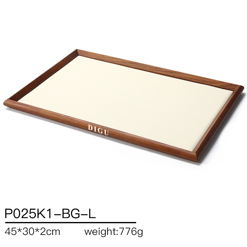 P025 DIGU Luxury wood with Microfiber Necklace Ring Custom Jewelry Storage Display Trays