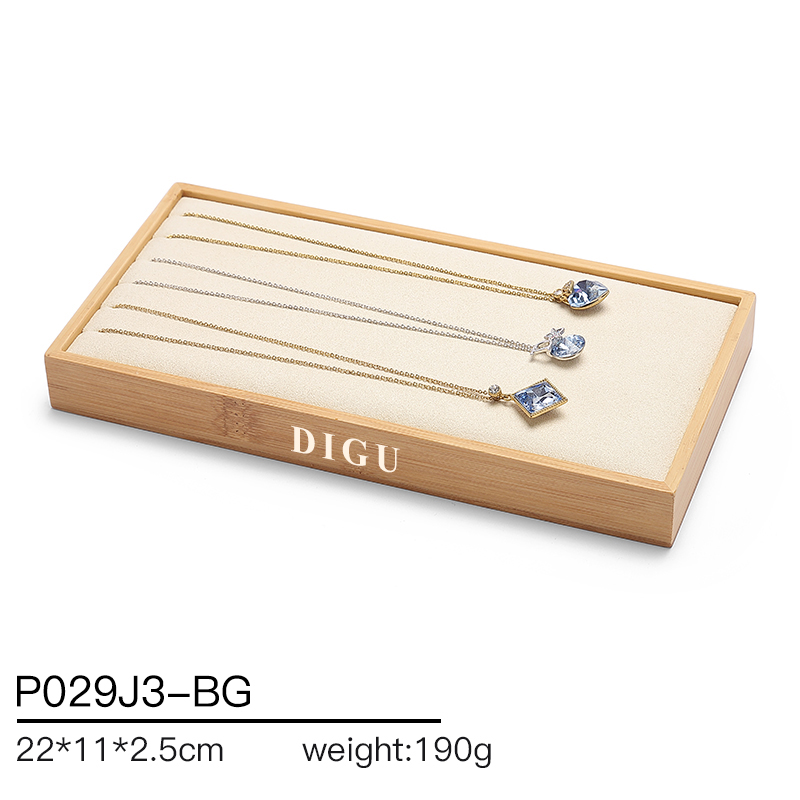 P029 DIGU High Quality wood with Microfiber Jewelry Storage Display Tray for Bangle Necklace Ring