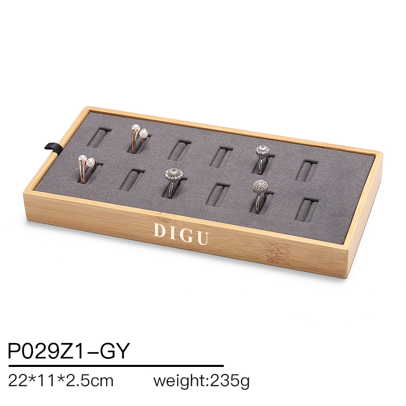 P029 DIGU High Quality wood with Microfiber Jewelry Storage Display Tray for Bangle Necklace Ring