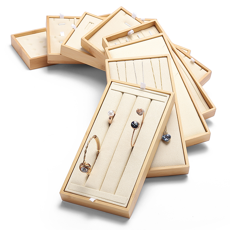 P029 DIGU High Quality wood with Microfiber Jewelry Storage Display Tray for Bangle Necklace Ring