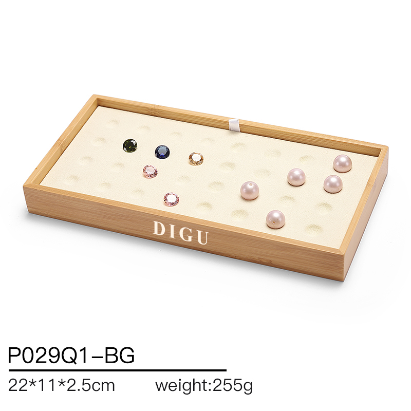 P029 DIGU High Quality wood with Microfiber Jewelry Storage Display Tray for Bangle Necklace Ring