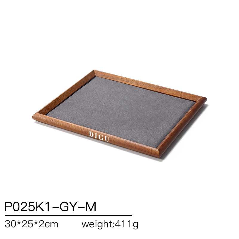 P025 DIGU Luxury wood with Microfiber Necklace Ring Custom Jewelry Storage Display Trays