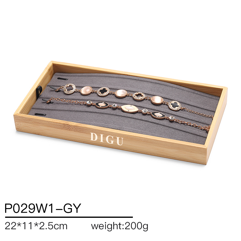 P029 DIGU High Quality wood with Microfiber Jewelry Storage Display Tray for Bangle Necklace Ring