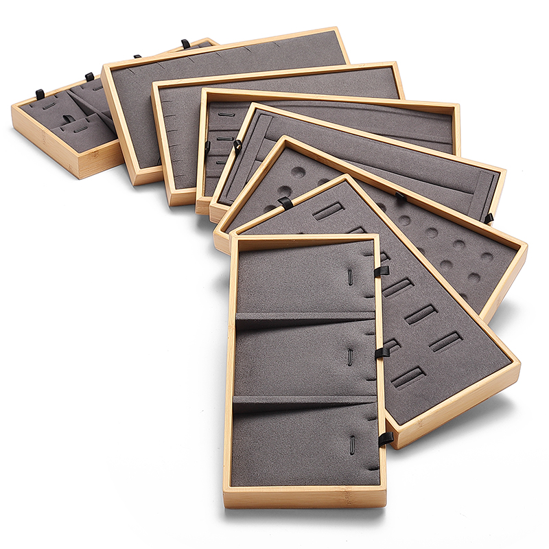 P029 DIGU High Quality wood with Microfiber Jewelry Storage Display Tray for Bangle Necklace Ring